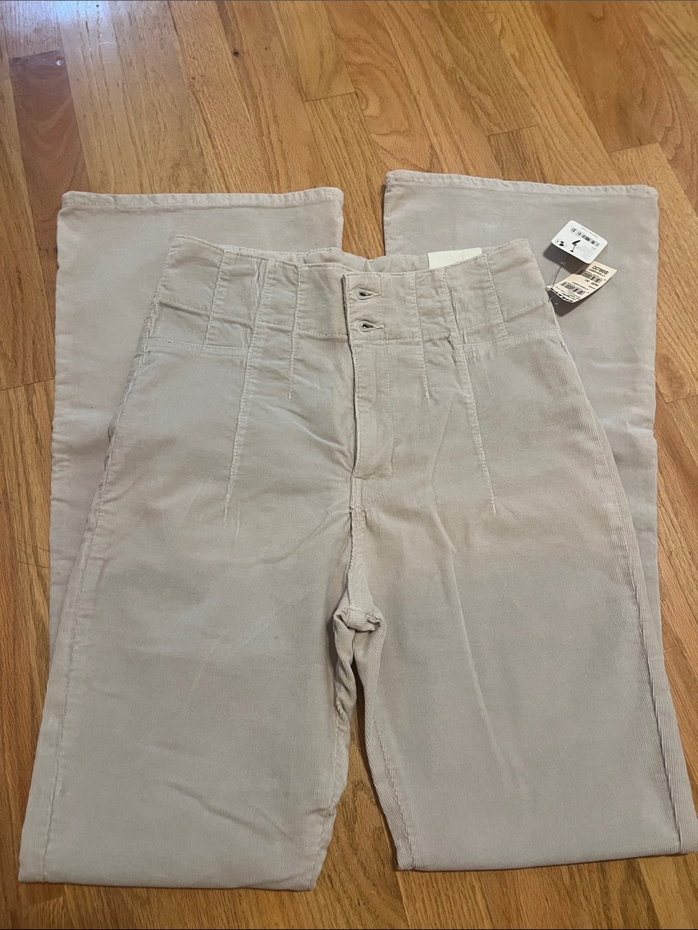 Free People Jayde Cord High-Rise Flare Jeans c- Love Stone/ Mushroom